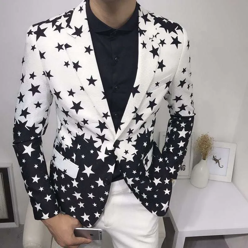 Men'S Grooming Club - Marynarki Slim Fit z Nadrukiem Gwiazd